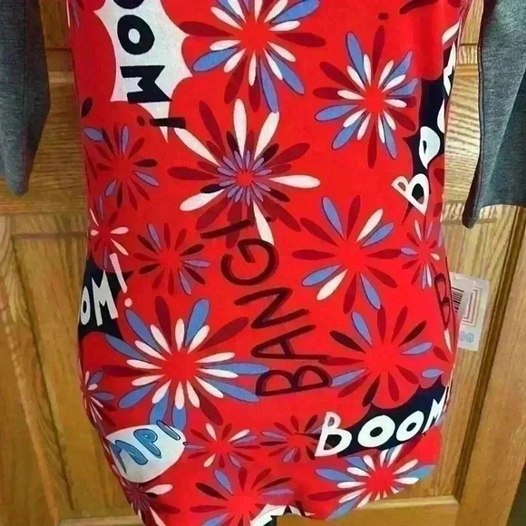 Lula Roe Women's Top - Randy - XX-Small - Red, White & Blue Fireworks NWT - Picture 5 of 10